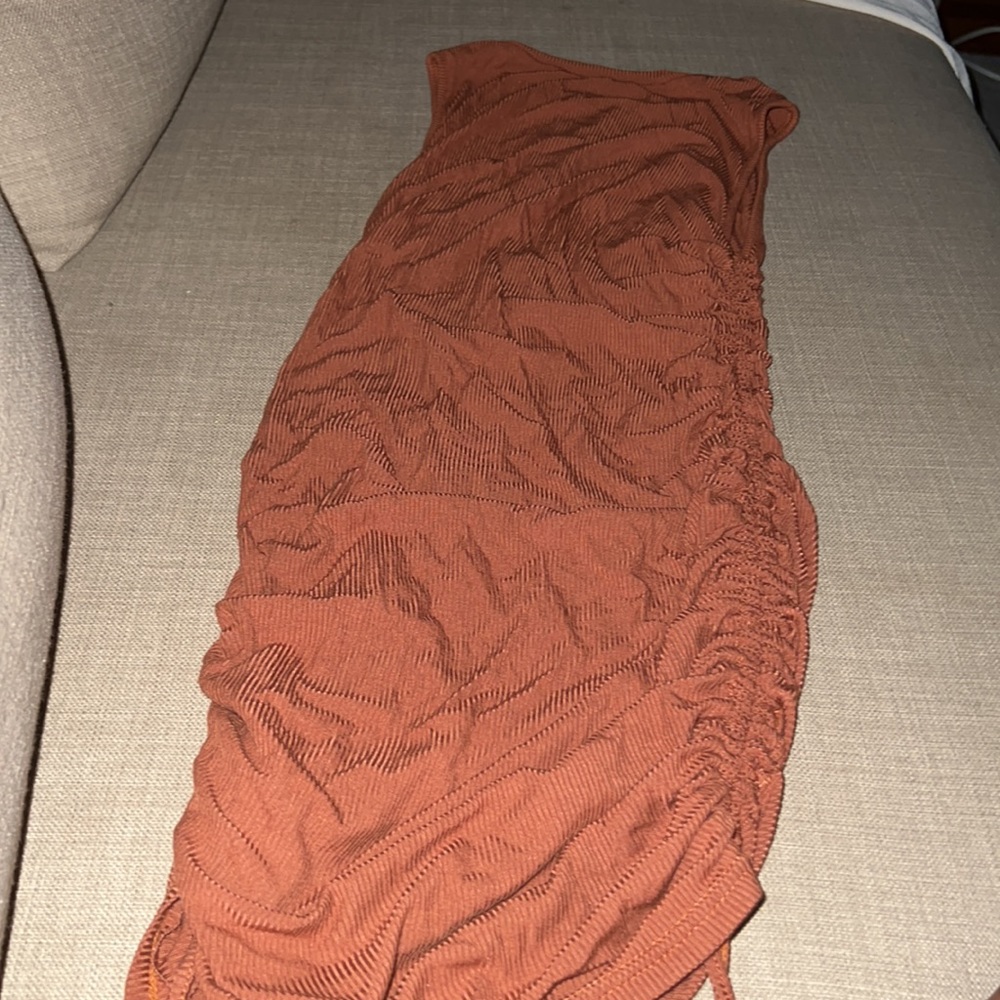 Tan Ruched Bodycon Mini Dress - Picture 3 of 4